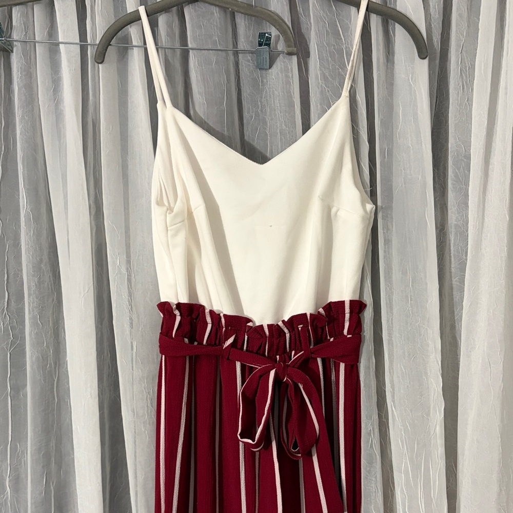 Blue Rain Elegant White and Red striped Jumpsuit